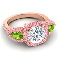 Three Stone Halo Vasudeva Ring