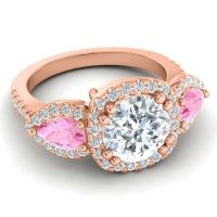 Three Stone Halo Vasudeva Ring