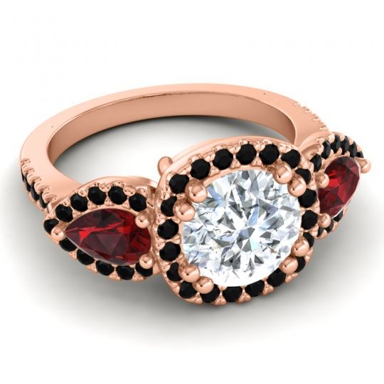 Three Stone Halo Vasudeva Ring