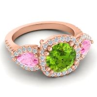 Three Stone Halo Vasudeva Ring