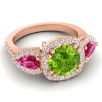 Three Stone Halo Vasudeva Ring