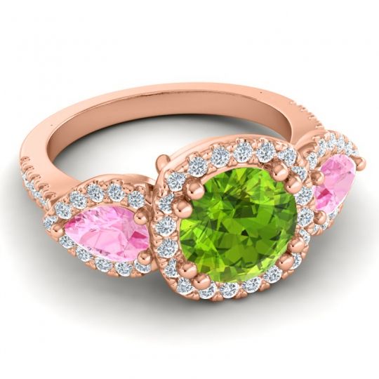 Three Stone Halo Vasudeva Ring