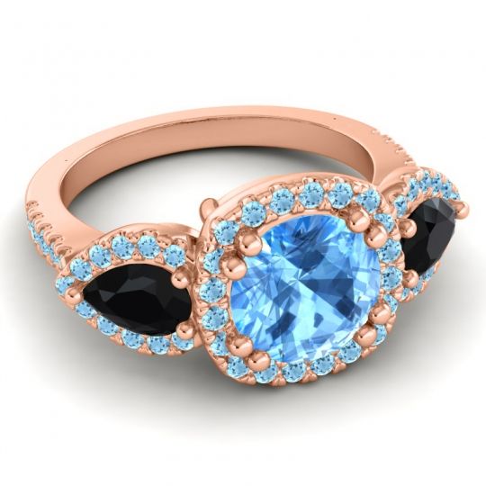 Three Stone Halo Vasudeva Ring