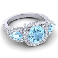 Three Stone Halo Vasudeva Ring