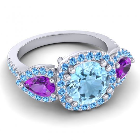 Three Stone Halo Vasudeva Ring