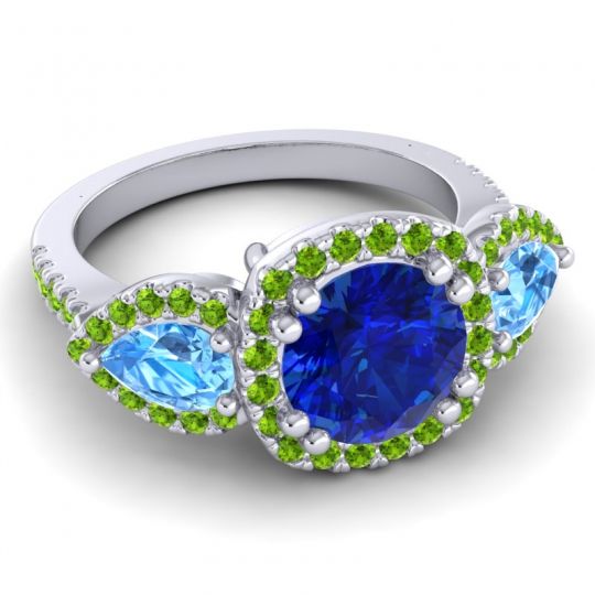 Three Stone Halo Vasudeva Ring