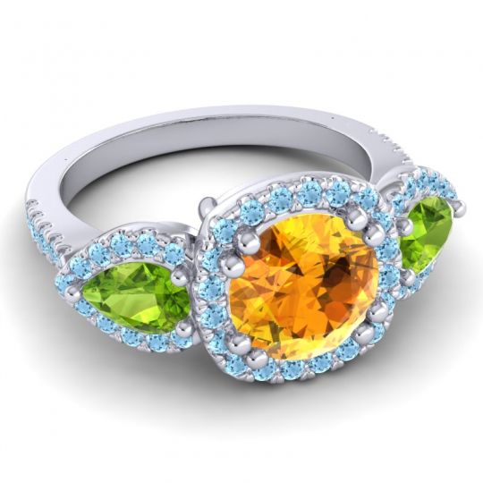 Three Stone Halo Vasudeva Ring