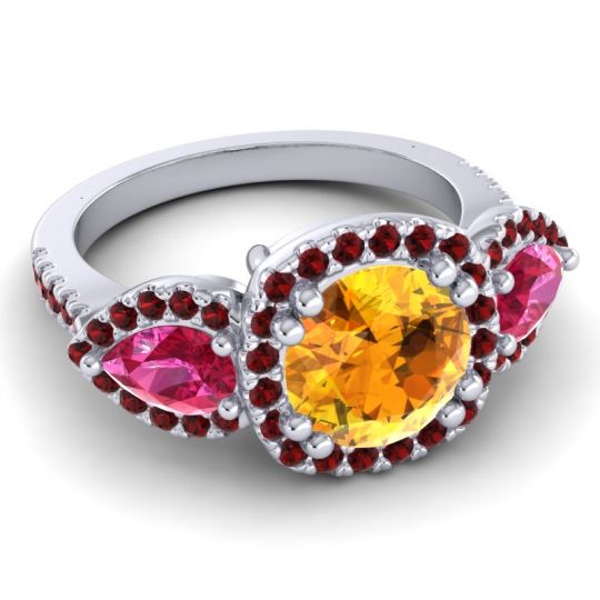 Three Stone Halo Vasudeva Ring