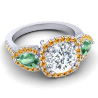 Three Stone Halo Vasudeva Ring