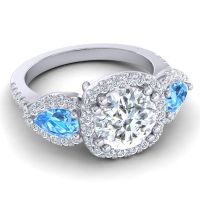 Three Stone Halo Vasudeva Ring