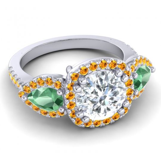 Three Stone Halo Vasudeva Ring