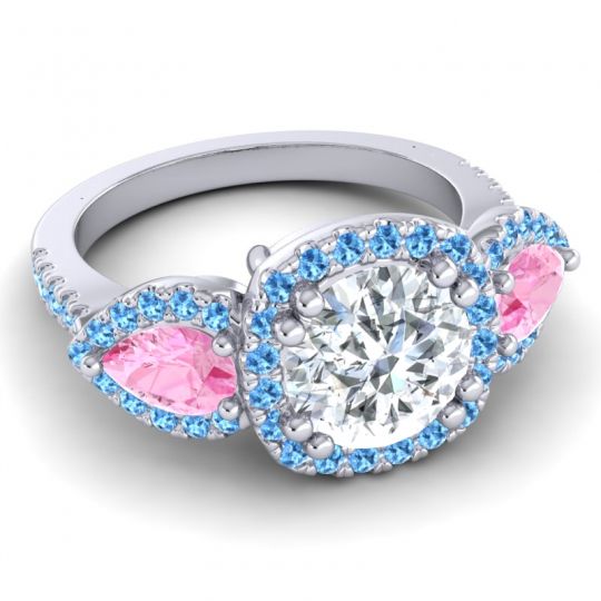 Three Stone Halo Vasudeva Ring