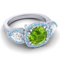 Three Stone Halo Vasudeva Ring