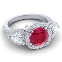 Three Stone Halo Vasudeva Ring