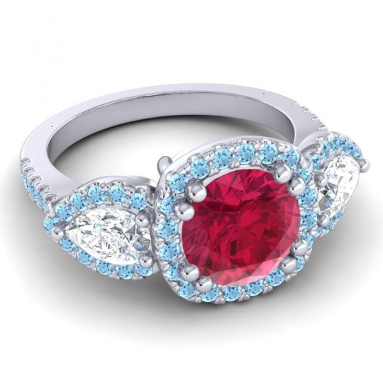 Three Stone Halo Vasudeva Ring