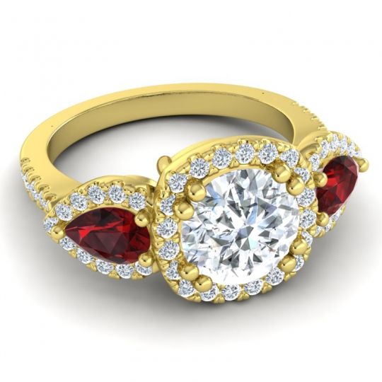 Three Stone Halo Vasudeva Ring