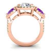 Three Stone Halo Vasudeva Ring