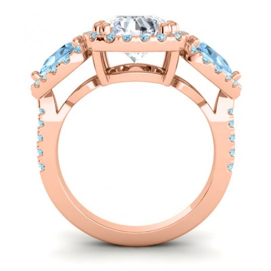 Three Stone Halo Vasudeva Ring
