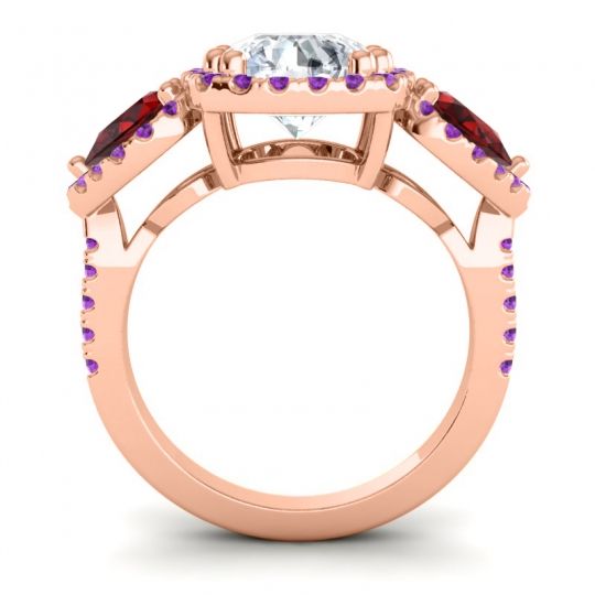 Three Stone Halo Vasudeva Ring