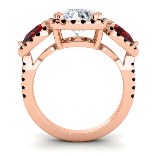 Three Stone Halo Vasudeva Ring