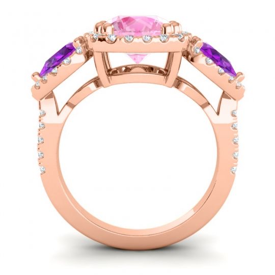 Three Stone Halo Vasudeva Ring