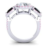 Three Stone Halo Vasudeva Ring