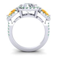 Three Stone Halo Vasudeva Ring