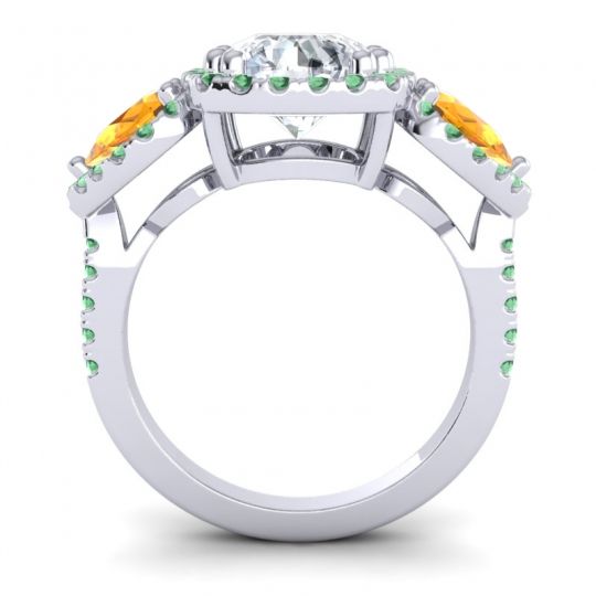 Three Stone Halo Vasudeva Ring