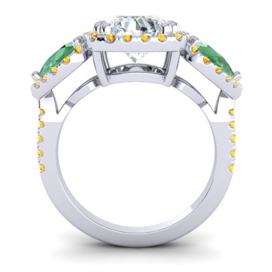 Three Stone Halo Vasudeva Ring