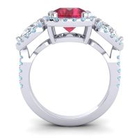 Three Stone Halo Vasudeva Ring