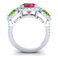 Three Stone Halo Vasudeva Ring