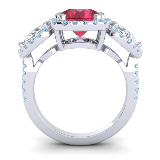 Three Stone Halo Vasudeva Ring