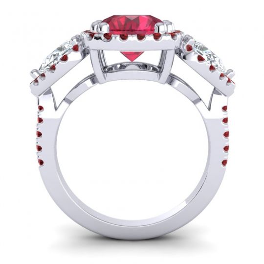 Three Stone Halo Vasudeva Ring