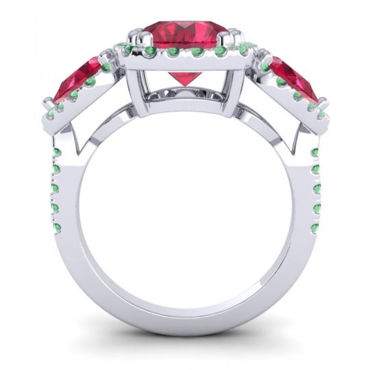 Three Stone Halo Vasudeva Ring