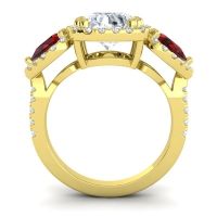 Three Stone Halo Vasudeva Ring