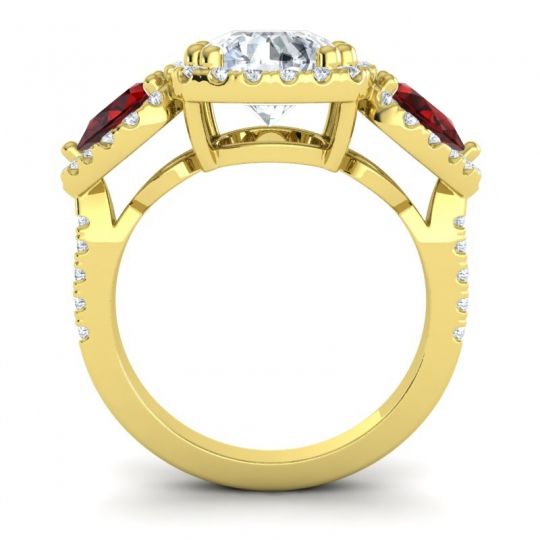Three Stone Halo Vasudeva Ring