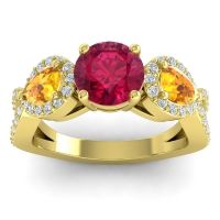 Three Stone Pave Varsa Ring