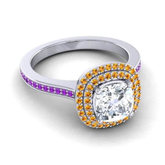 Halo Cushion Arohana Ring
