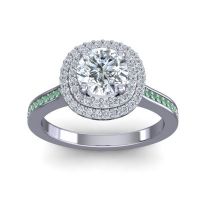 Diamond Ring In Palladium With Emerald Arohana Round Halo Ring