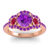 Three Stone Halo Sodarya Ring