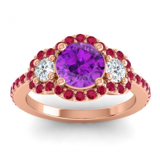 Three Stone Halo Sodarya Ring
