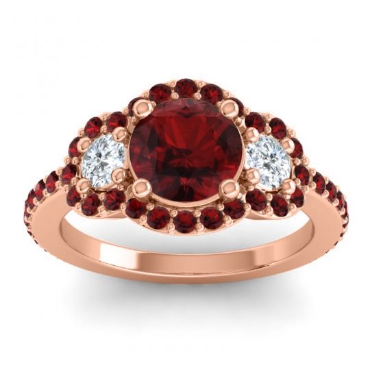 Three Stone Halo Sodarya Ring
