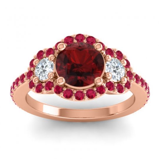 Three Stone Halo Sodarya Ring