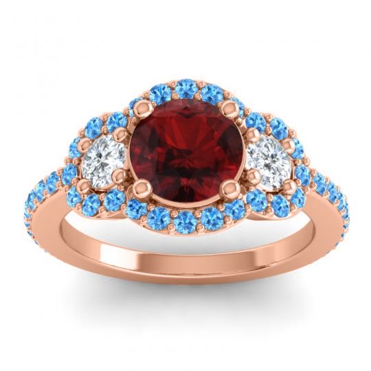 Three Stone Halo Sodarya Ring