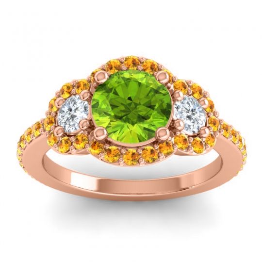 Three Stone Halo Sodarya Ring