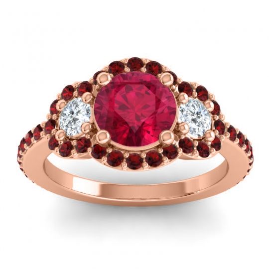 Three Stone Halo Sodarya Ring