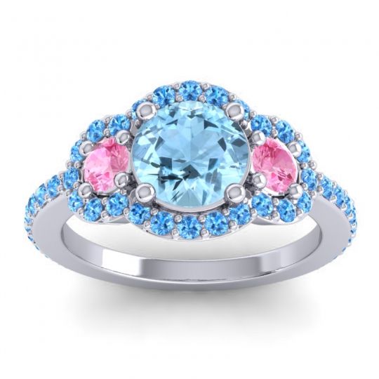 Three Stone Halo Sodarya Ring