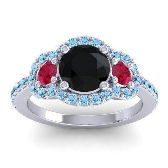 Three Stone Halo Sodarya Ring