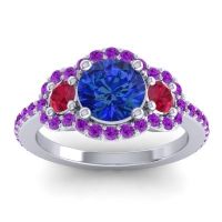 Three Stone Halo Sodarya Ring