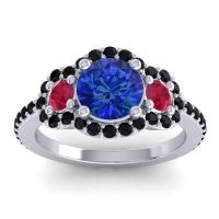 Three Stone Halo Sodarya Ring